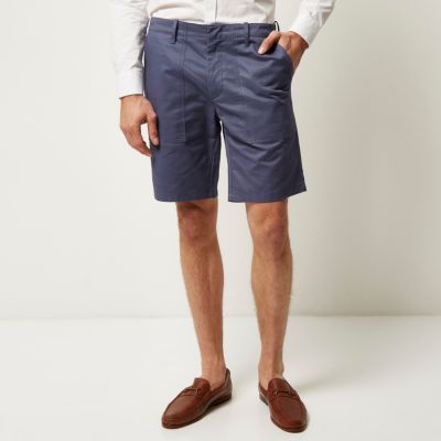 Blue casual slim fit shorts